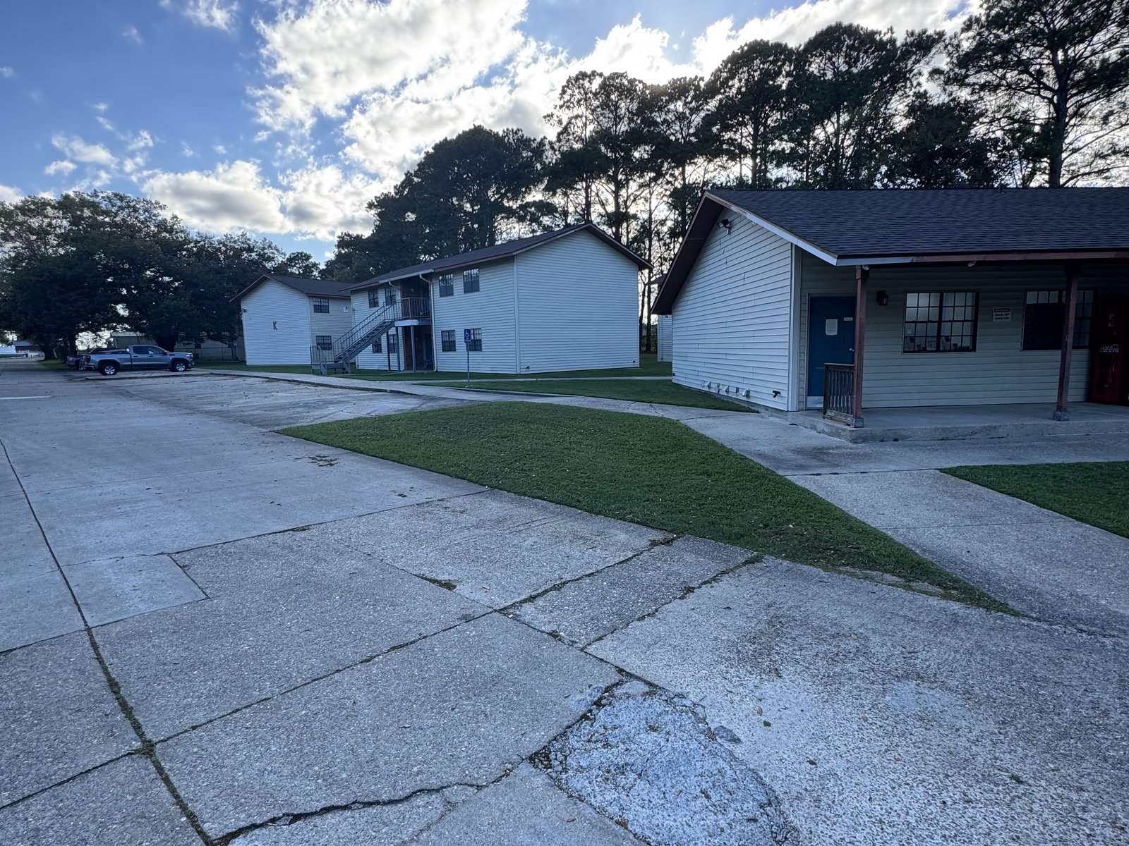 Maintained grounds around a multi-building commercial property